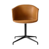 &Tradition Elefy JH33 Chair Swivel Base , Silk Cognac Leather-Black Base