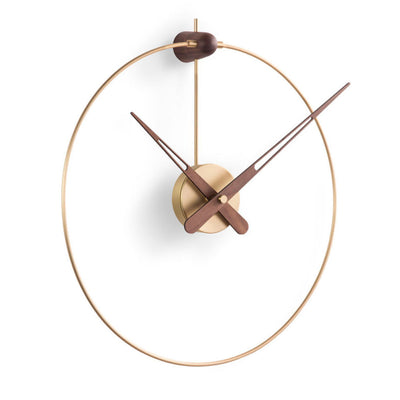 Nomon Micro Anda wall clock, brass/walnut