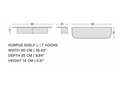 Hay Korpus shelf large, brick red (7 hooks)