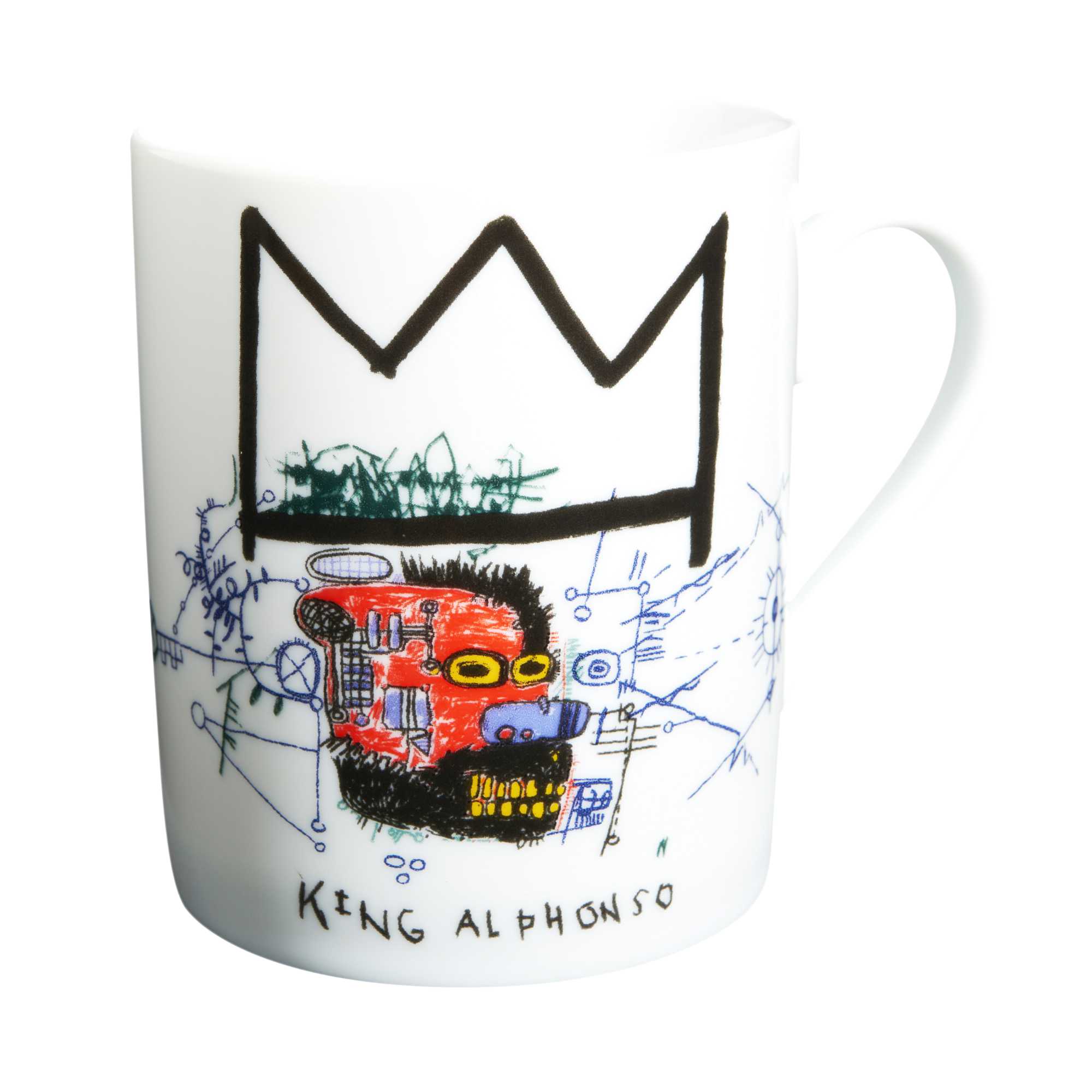 Ligne Blanche Basquiat porcelain mug, king alphonso
