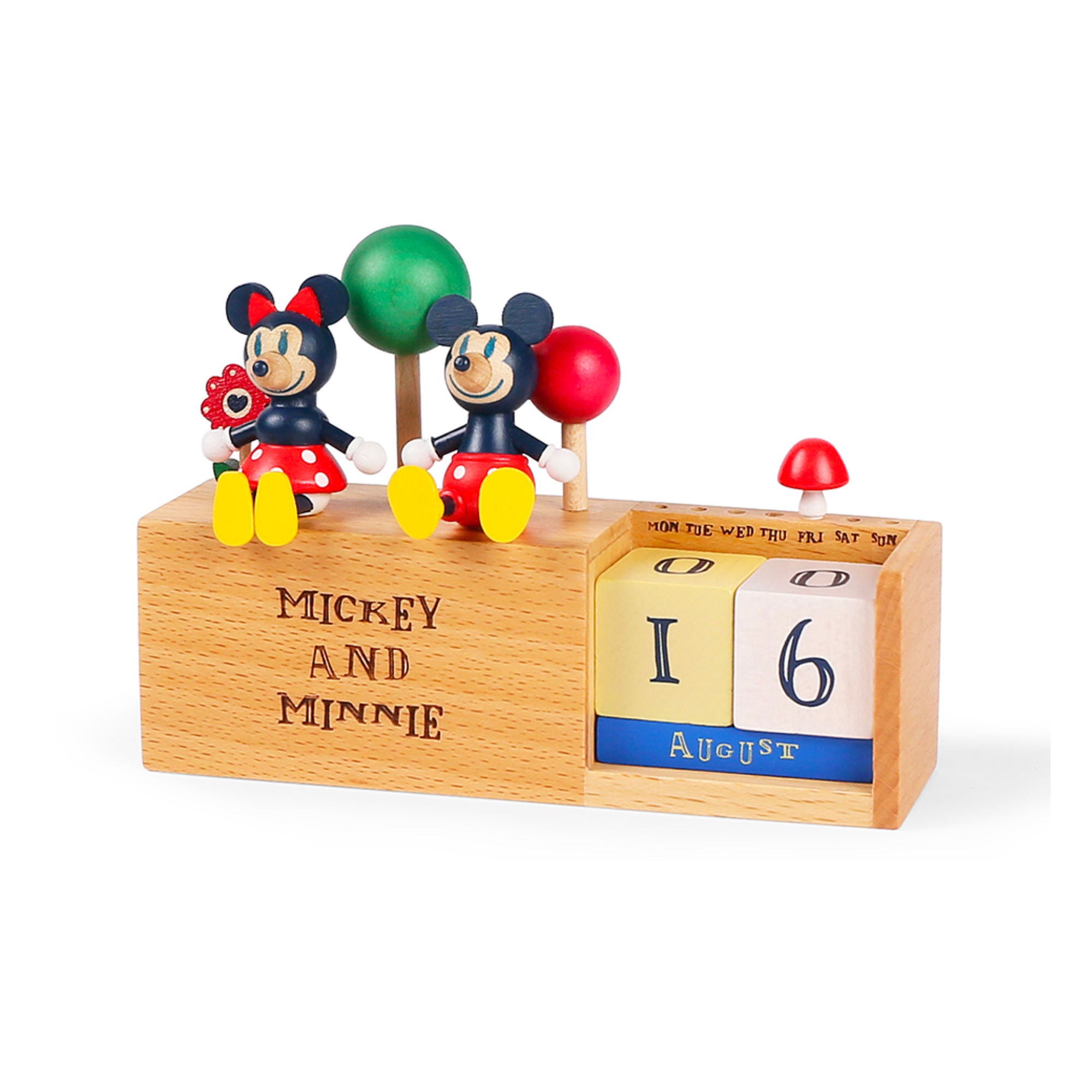 Wooderful Life wooden calendar, mickey and minnie