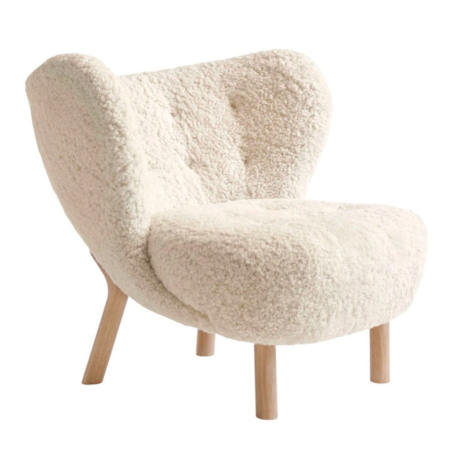 &Tradition VB1 Little Petra Lounge Chair, Moonlight Sheepskin/White Oak w80xd85xh75cm