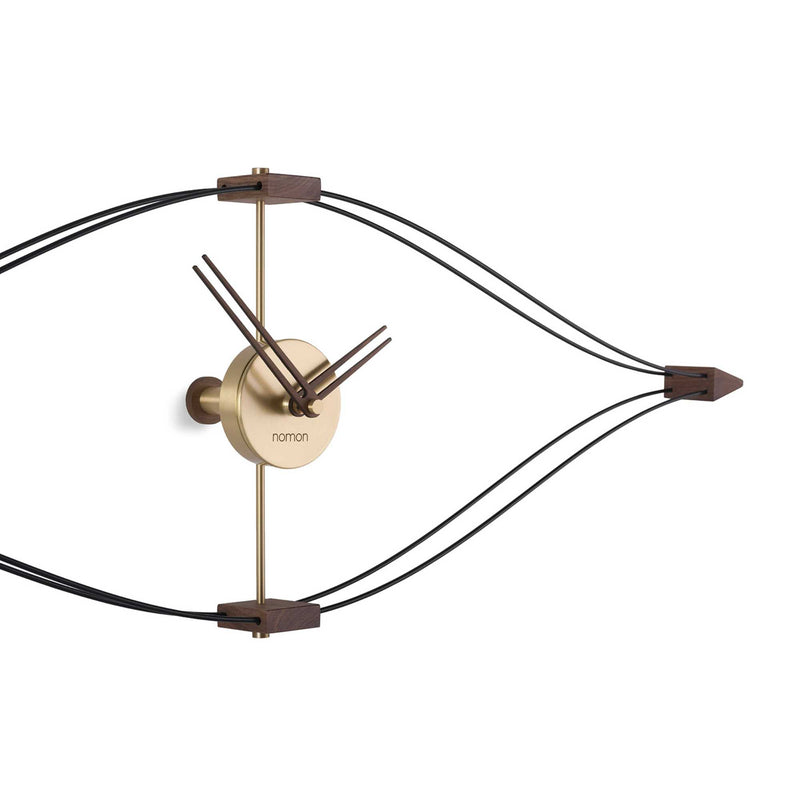 Nomon Mini Look wall clock, brass/walnut