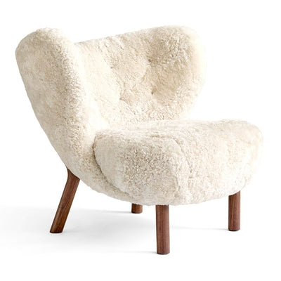 &Tradition VB1 Little Petra Lounge Chair, Moonlight Sheepskin/Walnut w80xd85xh75cm