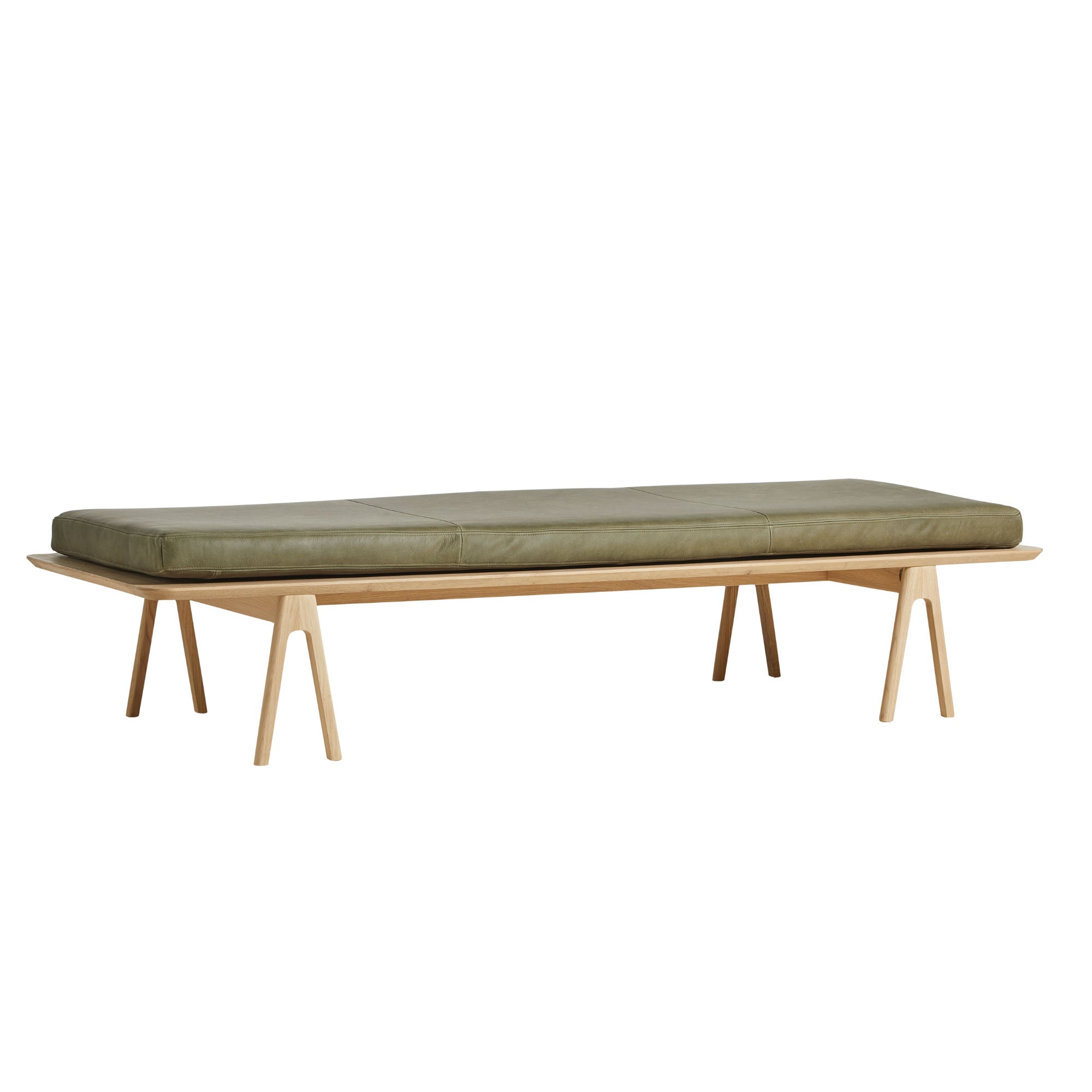 Woud Level Daybed , Oak-Moss Green Leather