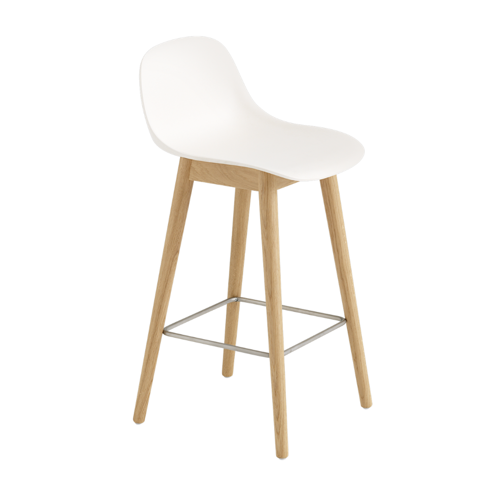 Muuto Fiber Counter Stool Wood Base With Backrest (65 cm)