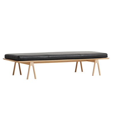Woud Level Daybed , Oak-Black Leather