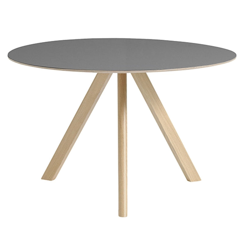 Hay Copenhague CPH20 bistro table, grey linoleum/matt lacquered oak (ø120cm)