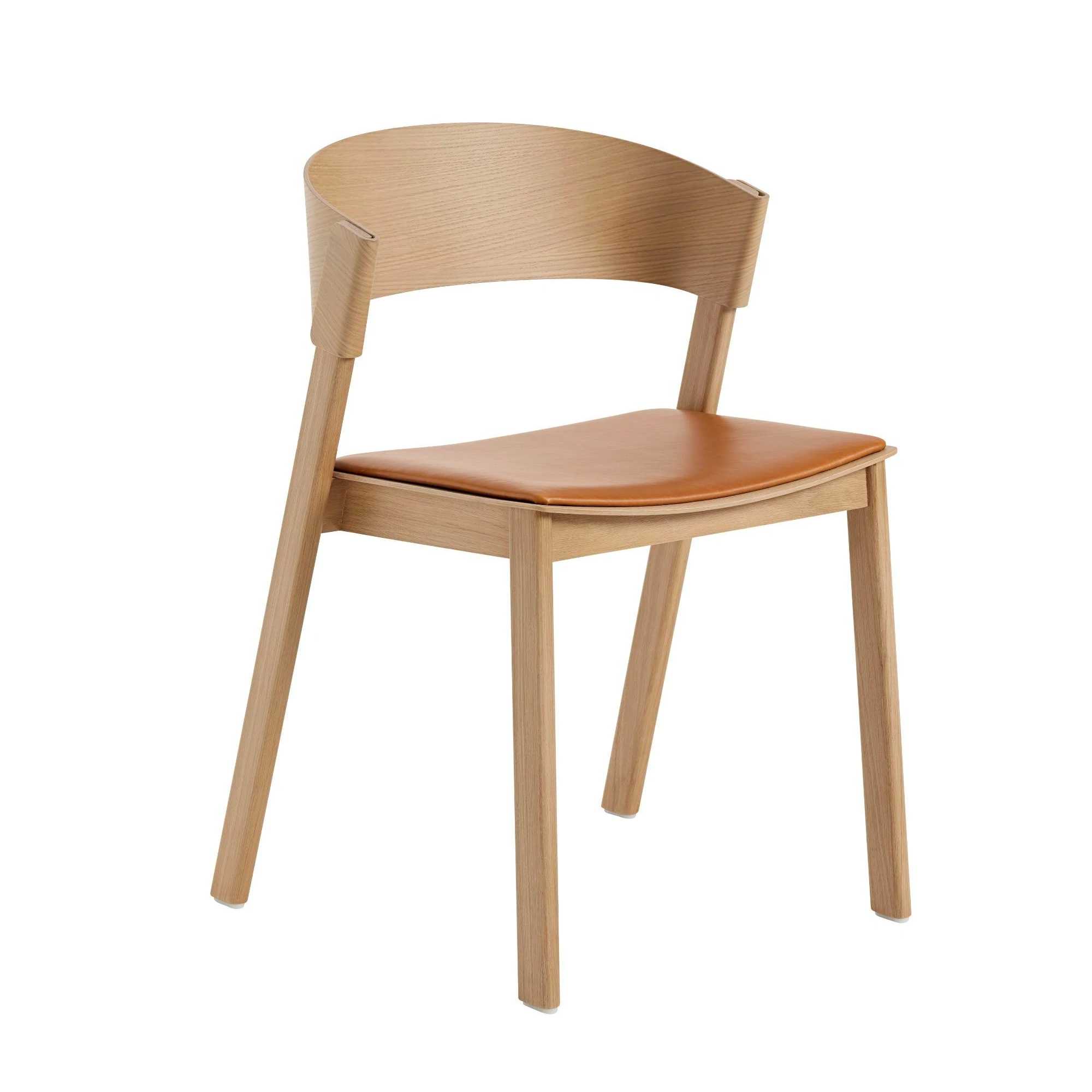 Muuto Cover Side Chair, cognac refine leather/oak