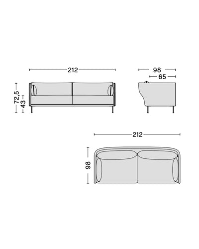 Hay Silhouette sofa 3-seater,  linara 142/silk cognac/chrome