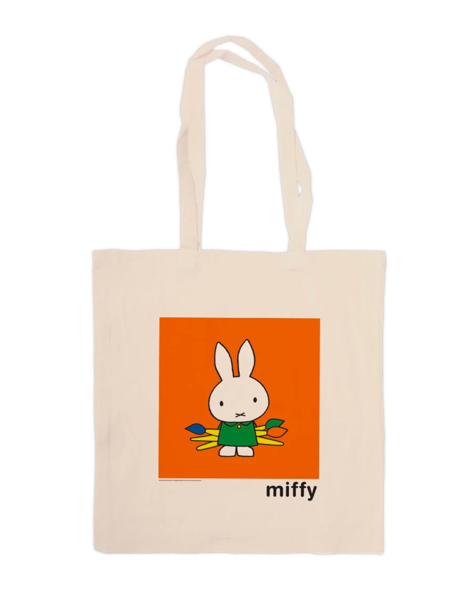 Star Edition Miffy canvas tote bag, miffy holding paintbrushes