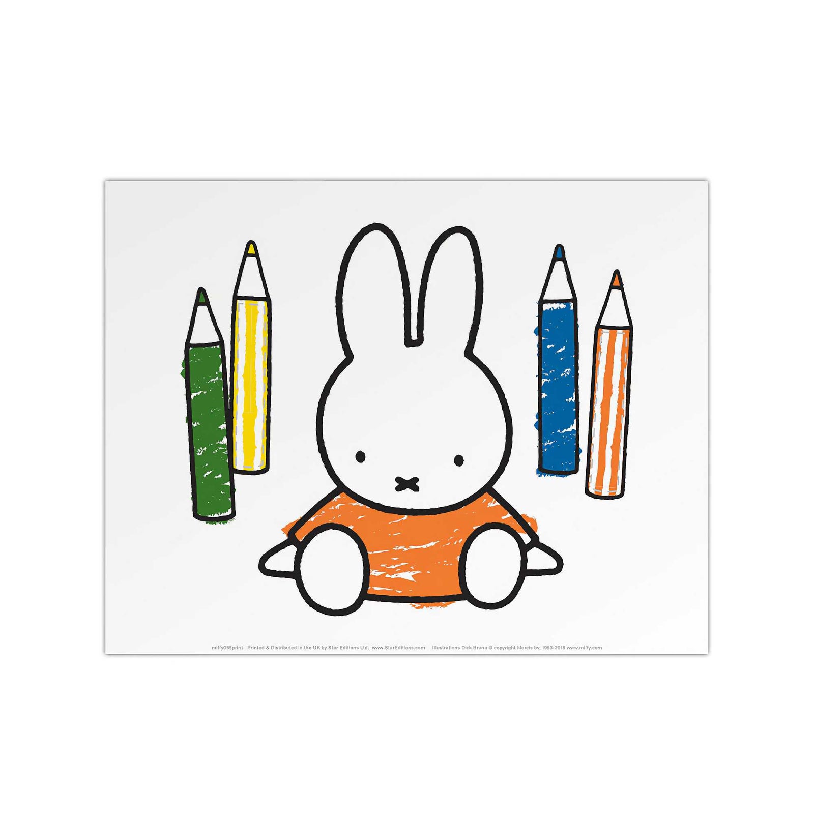 Star Editions Miffy Framed Print, pencil (11x14")