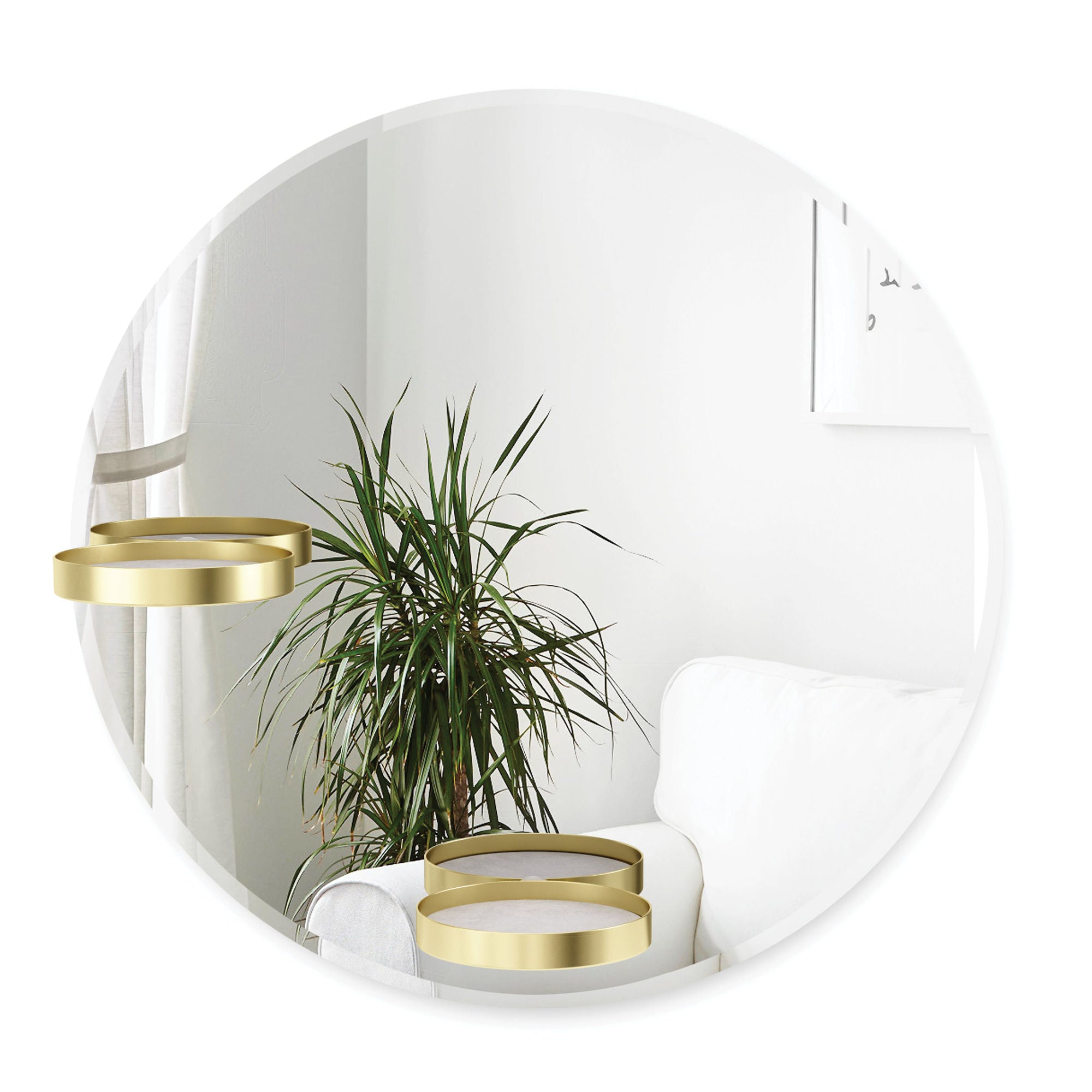 Umbra Perch Round Mirror w. Shelf 60cm , Brass