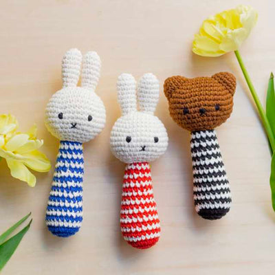 Just Dutch Miffy Handmade Rattle, Red Striped