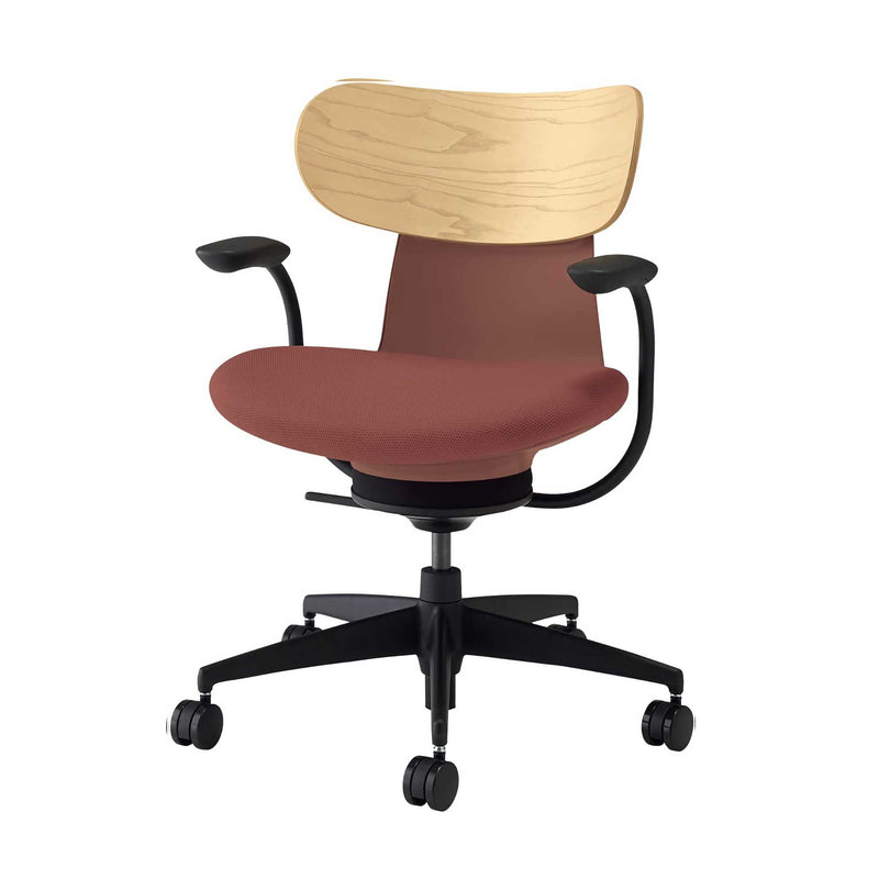 Kokuyo Inglife Office Chair Plywood Back with Arm, red