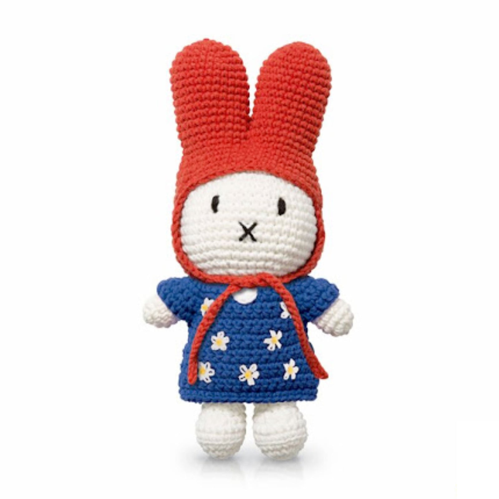 Just Dutch Miffy crochet, Blue Flower Dress/Red Hat