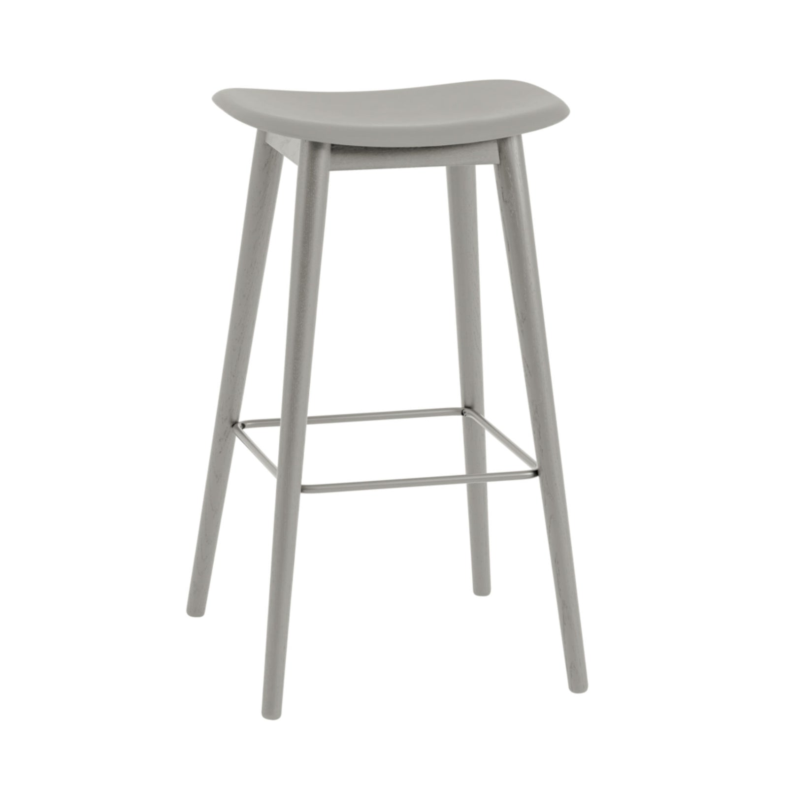 Muuto Fiber Bar Stool Wood Base, Grey/Grey (75 cm)