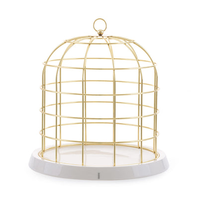 Seletti Twitable gold metal birdcage fruitbowl