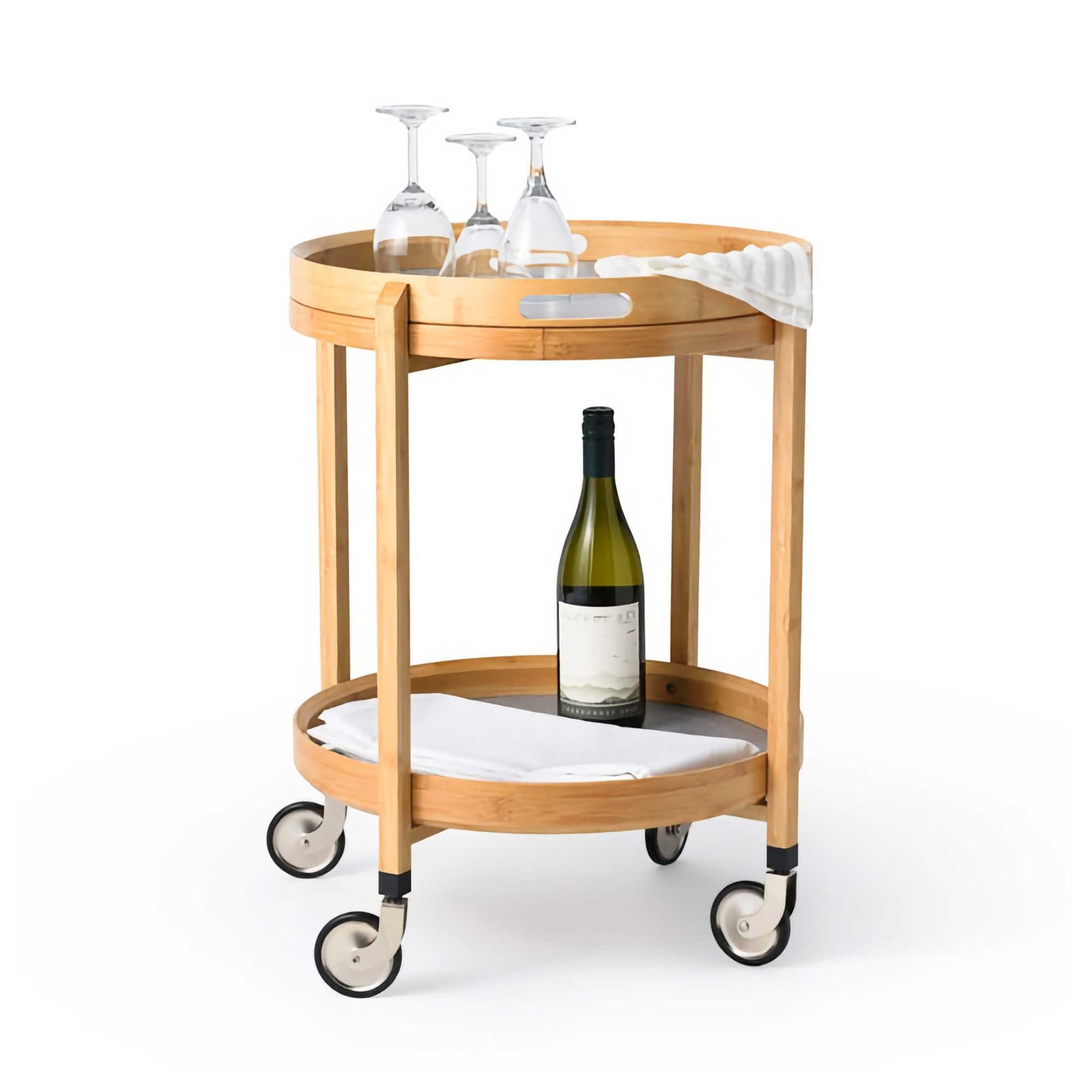 Gudee Roca cart 2-tier round, natural