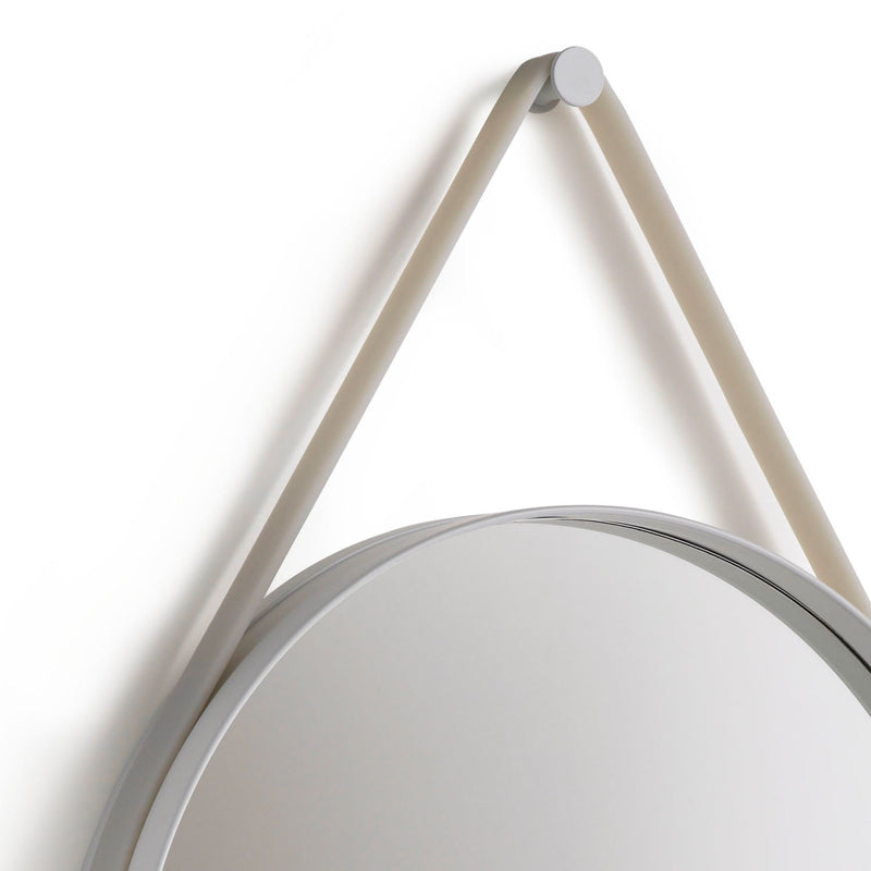 Hay Strap Mirror with Silicon Strap, Light Grey (Ø50cm)