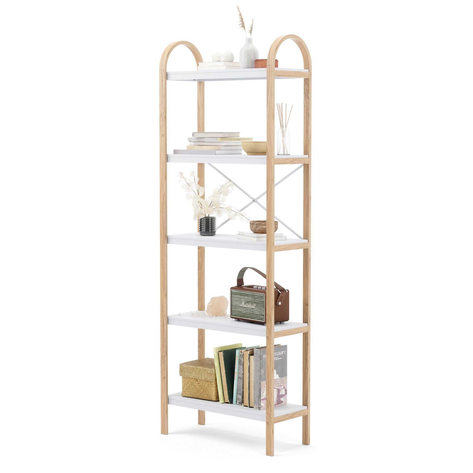 Umbra Bellwood 5-Tiered Freestanding Shelf , White/Natural