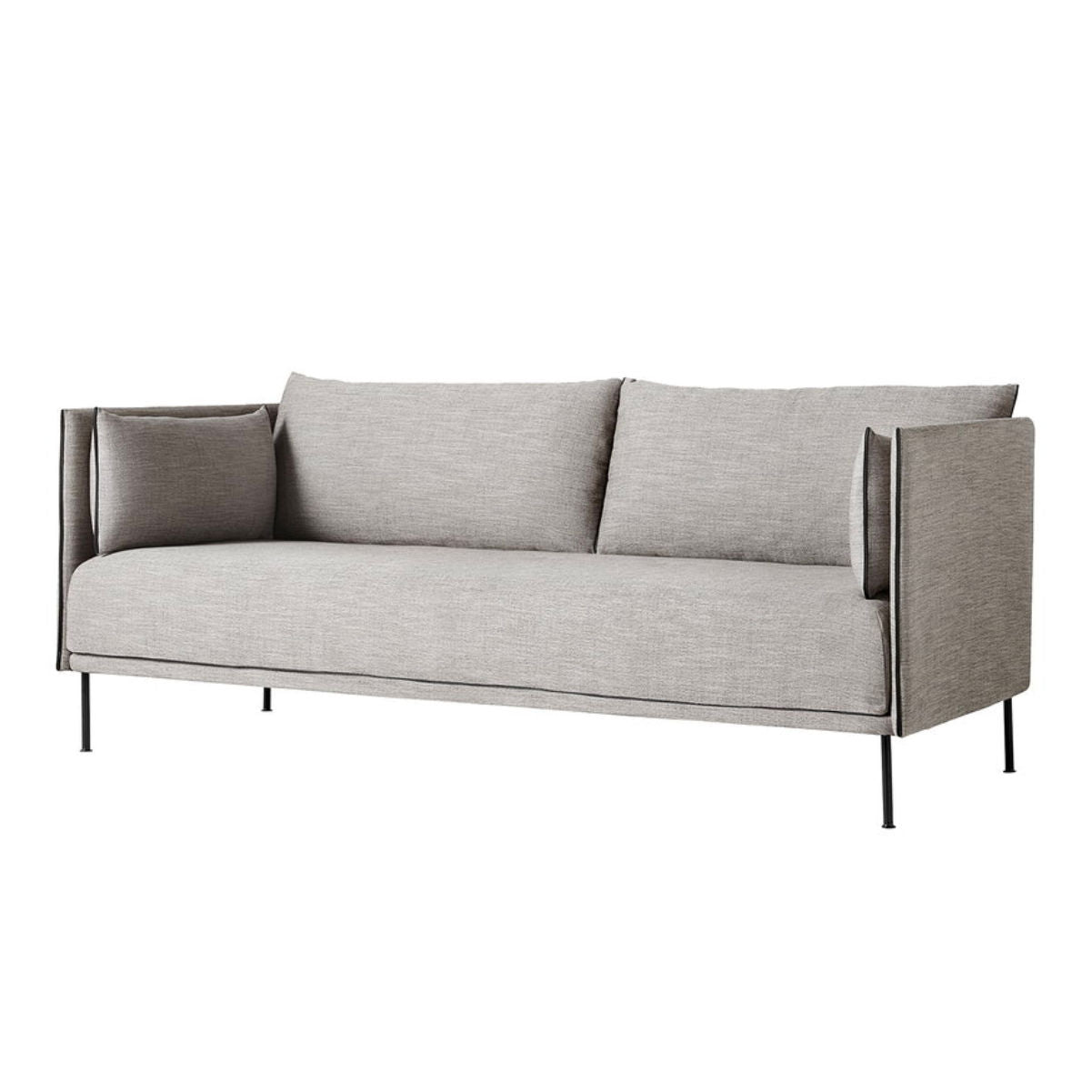 HAY Silhouette sofa 2 seater, ruskin 33, silk black, black steel
