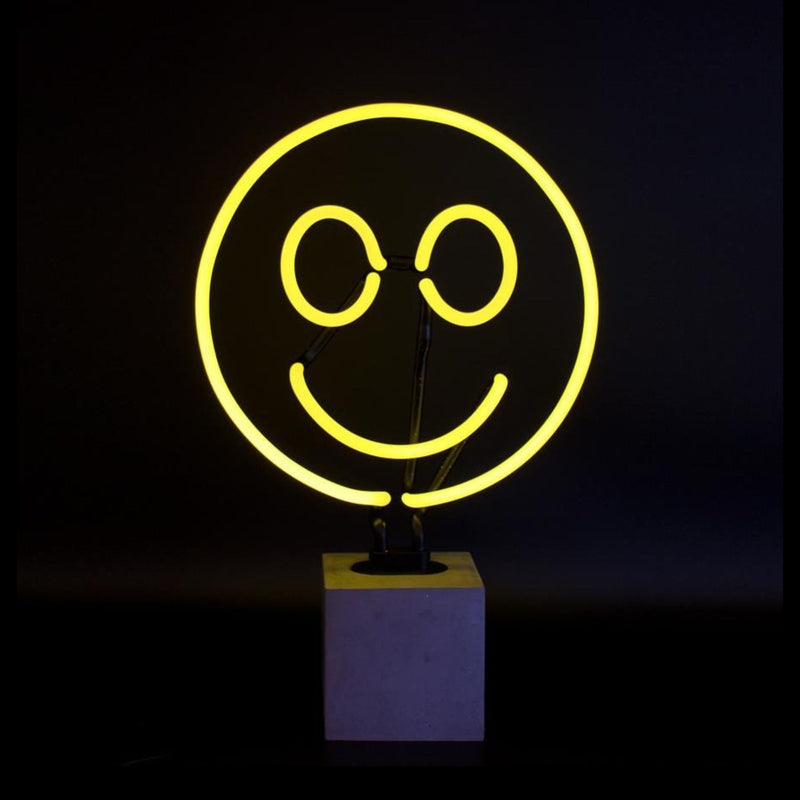 Locomocean Neon Lamp Concrete Base , Smiley