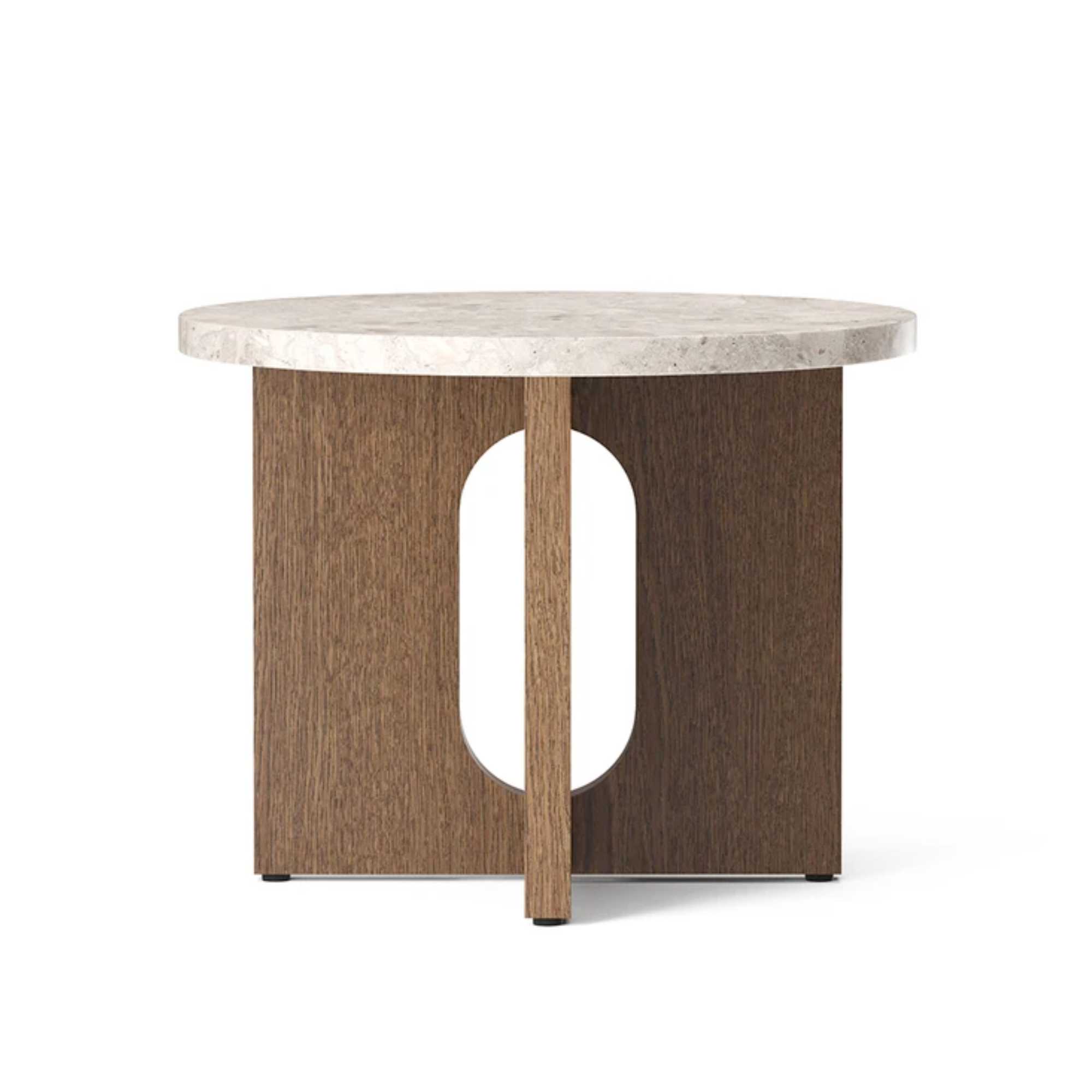 Audo Copenhagen Androgyne Side Table, Kunis Breccia Stone/Dark Stained Oak (ø50cm)