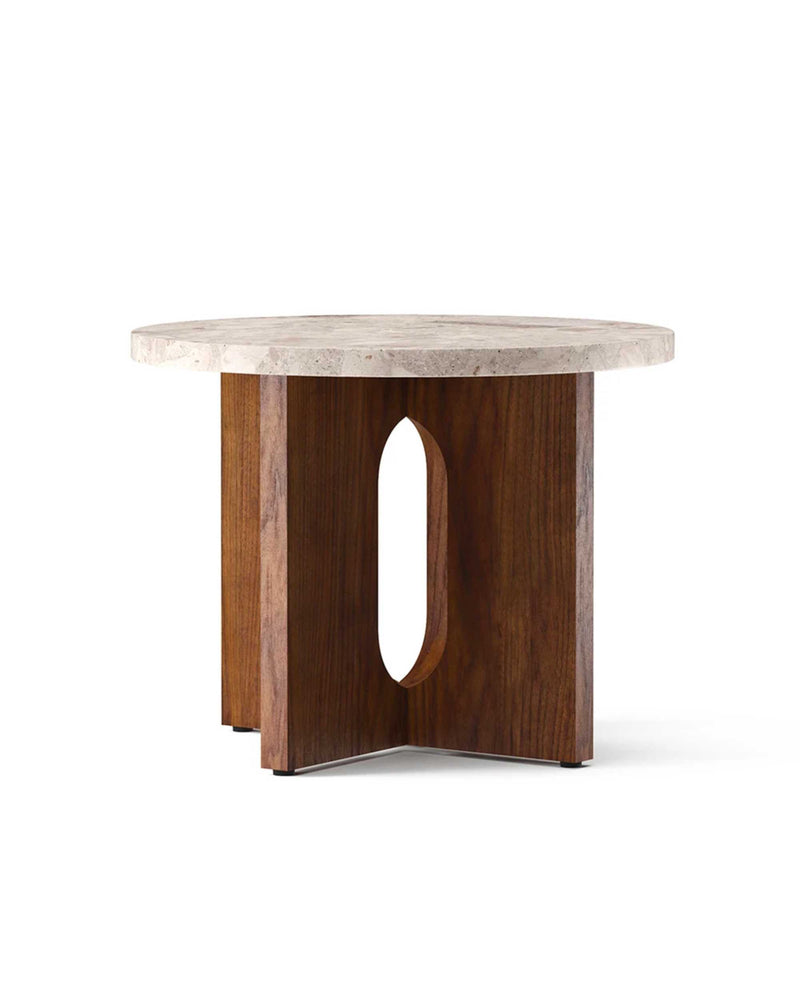 Audo Copenhagen Androgyne Side Table, Kunis Breccia Stone/Walnut (ø50cm)