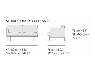 Muuto Outline Studio Sofa 140cm, refine leather cognac/black (140cm)