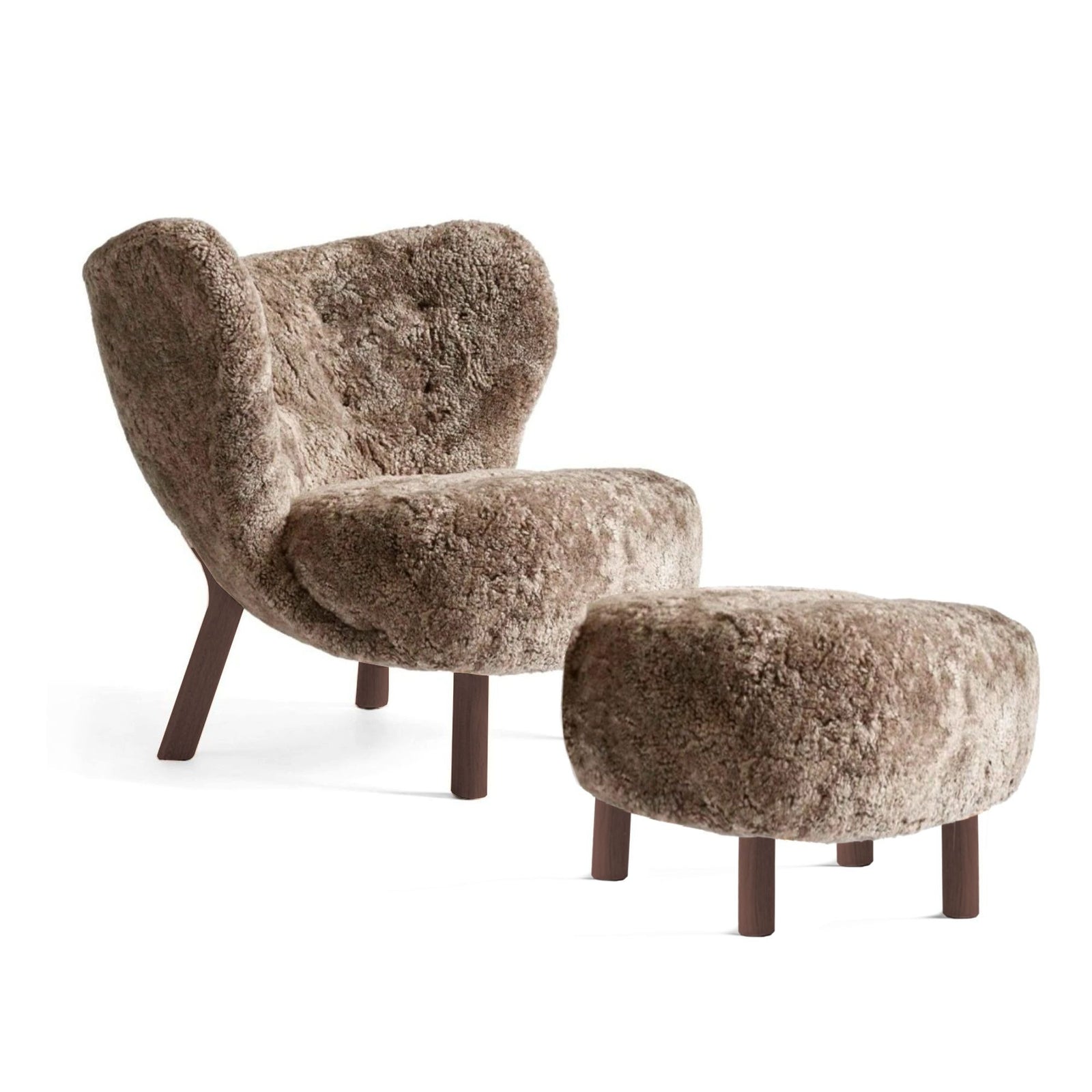 &Tradition VB1 Little Petra lounge chair, Sahara sheepskin/walnut