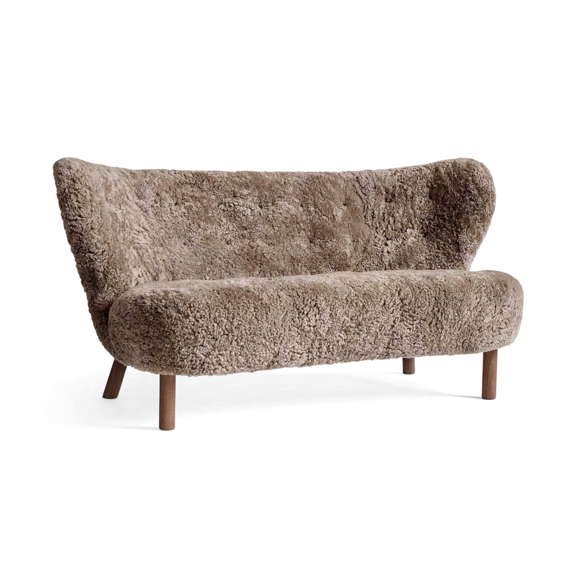 &Tradition VB2 Little Petra 2 Seater Sofa, Sahara Sheepskin/Walnut w150xd80xh75cm