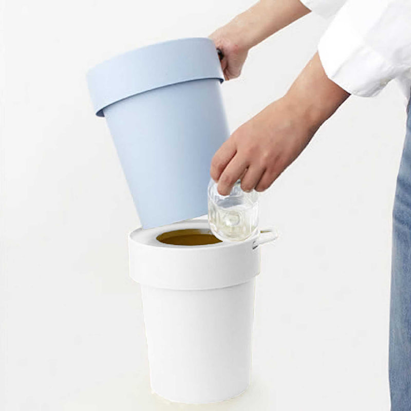 Hachiman Tap trash bin with lid small, smokey blue (5 L)