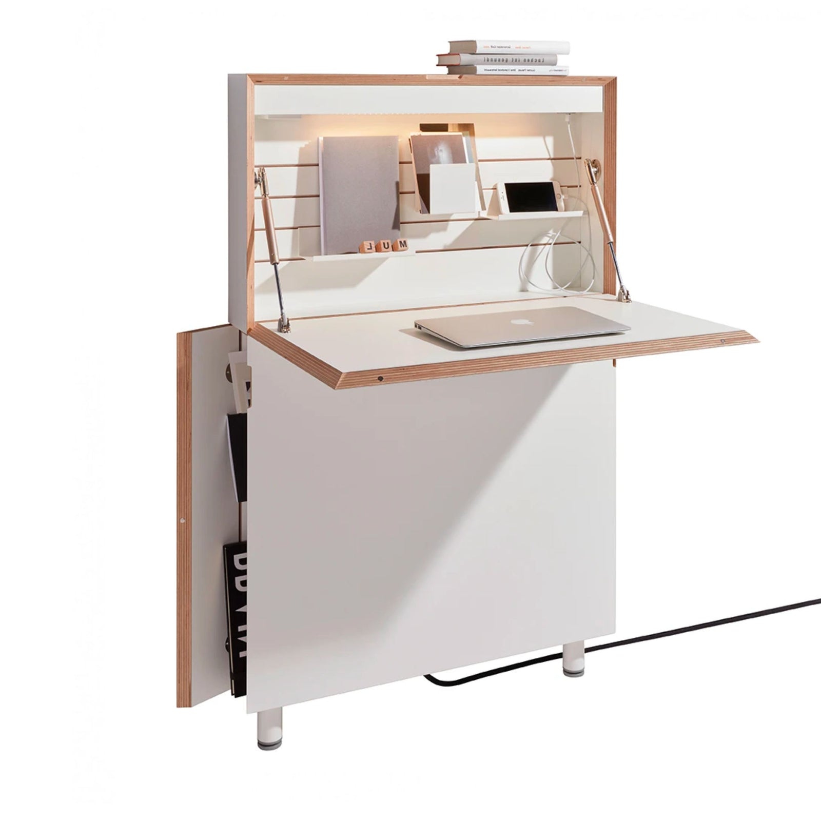 Mueller Flatmate Wall Desk, White (build-in led + 1 socket + 2 usb-port)