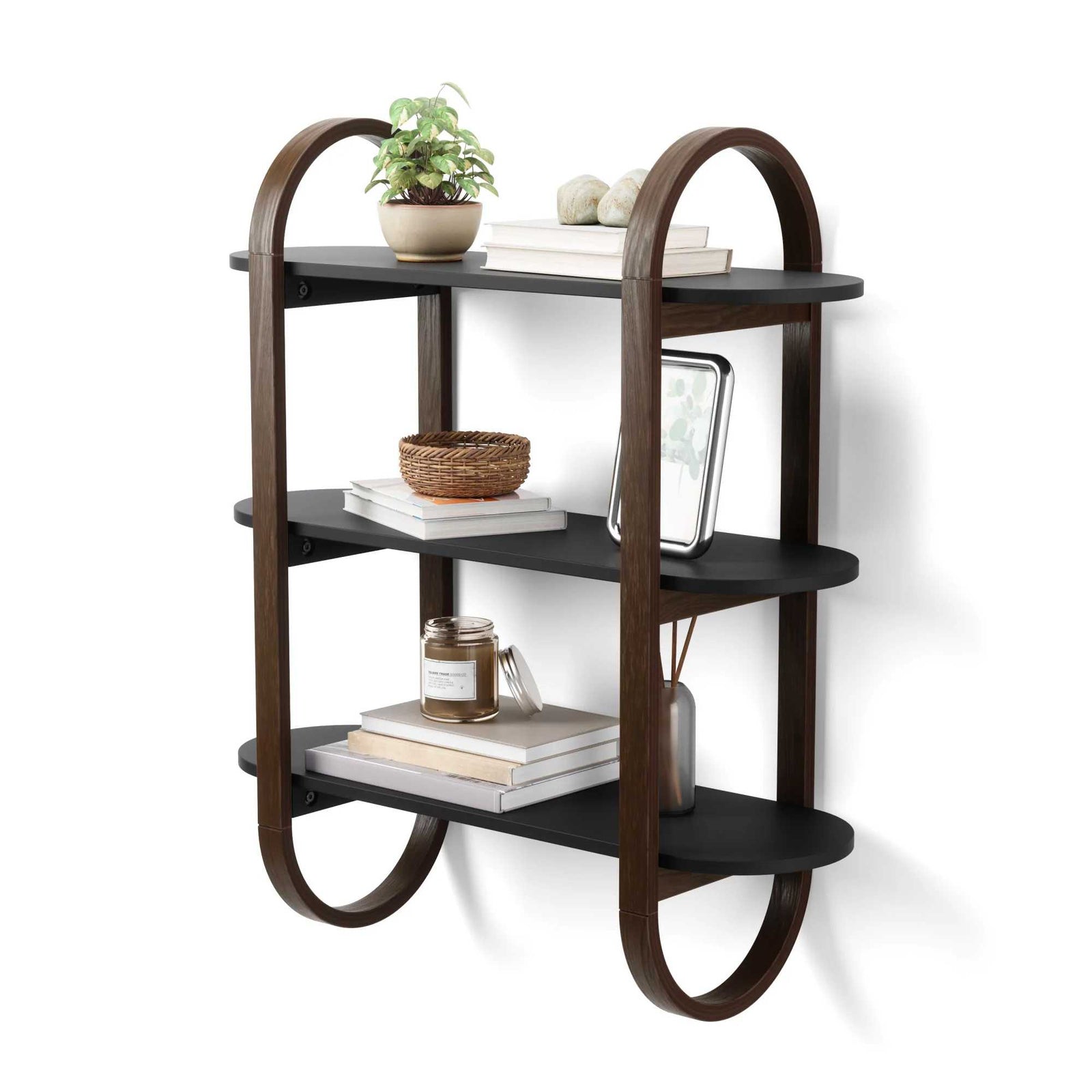 Umbra Bellwood Wall Shelf, black/walnut