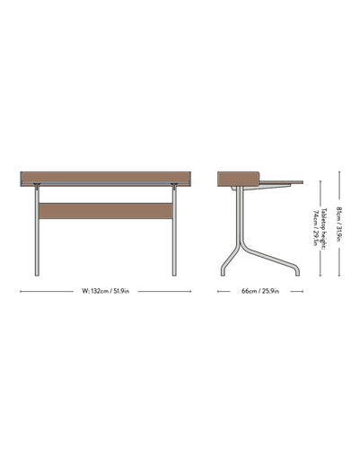 &Tradition AV17 Pavilion Desk, iron/walnut/chrome (W132xD66xH81cm)