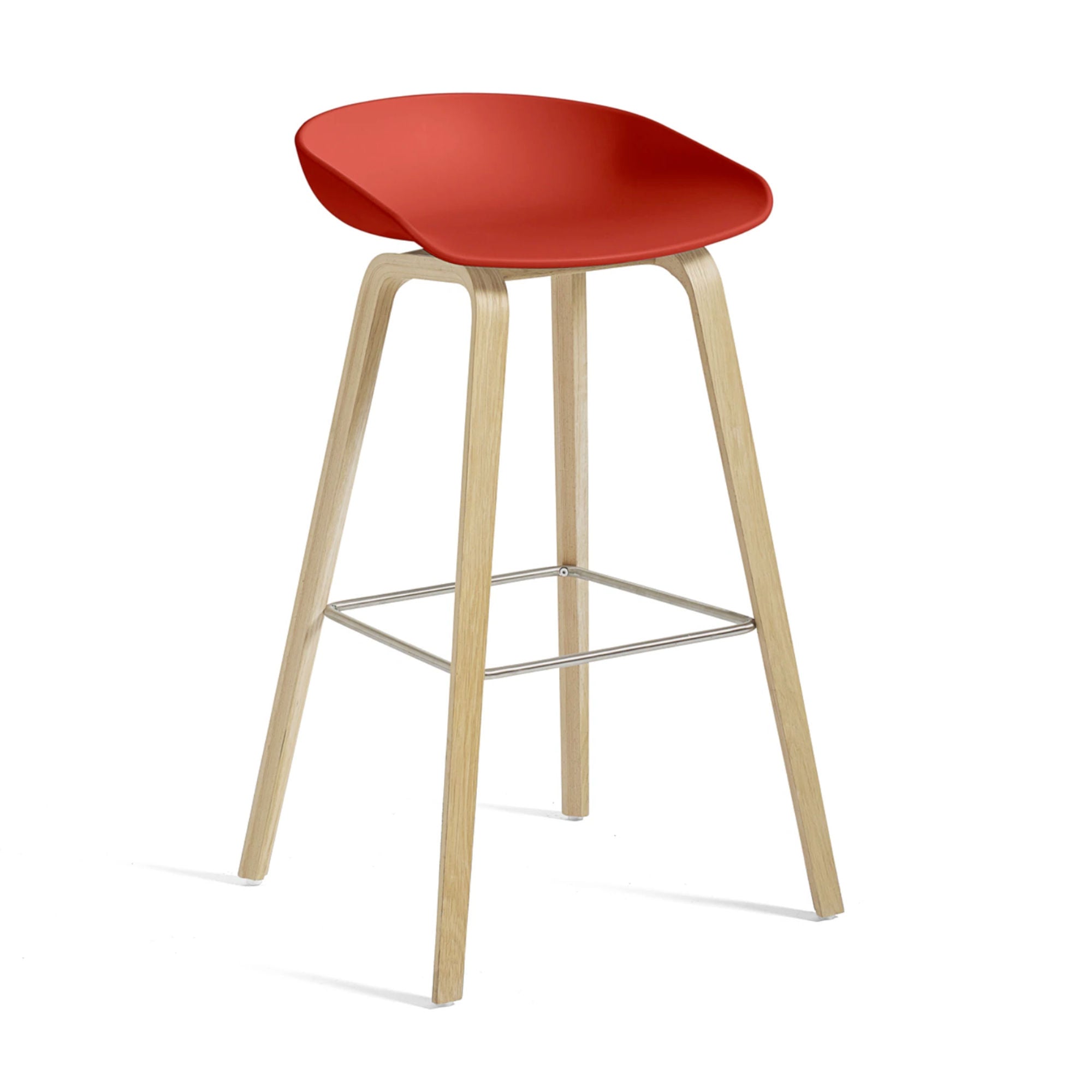 HAY AAS32 bar stool, warm red/soaped oak (75 cm)