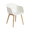 Muuto Fiber armchair wood base, natural white/oak