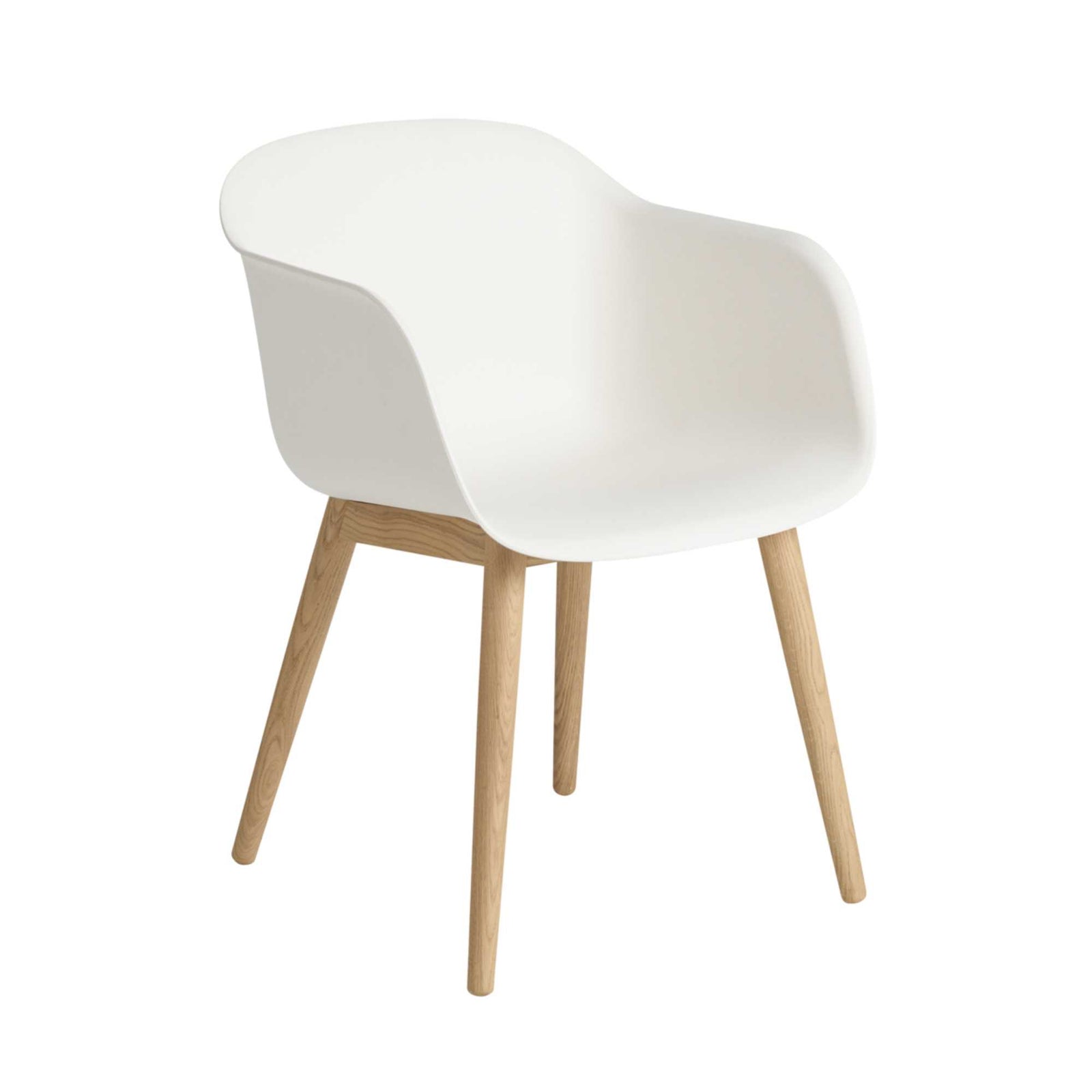 Muuto Fiber Wood Base armchair, natural white/oak