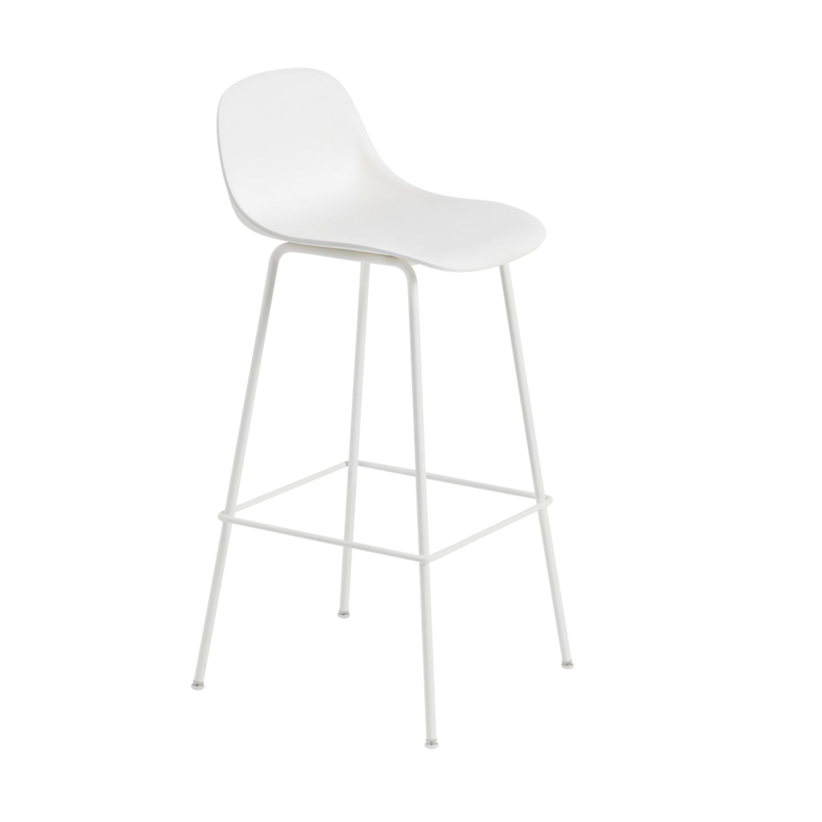 Muuto Fiber Bar Stool Tube Base With Back Rest, Natural White/White (75 cm)