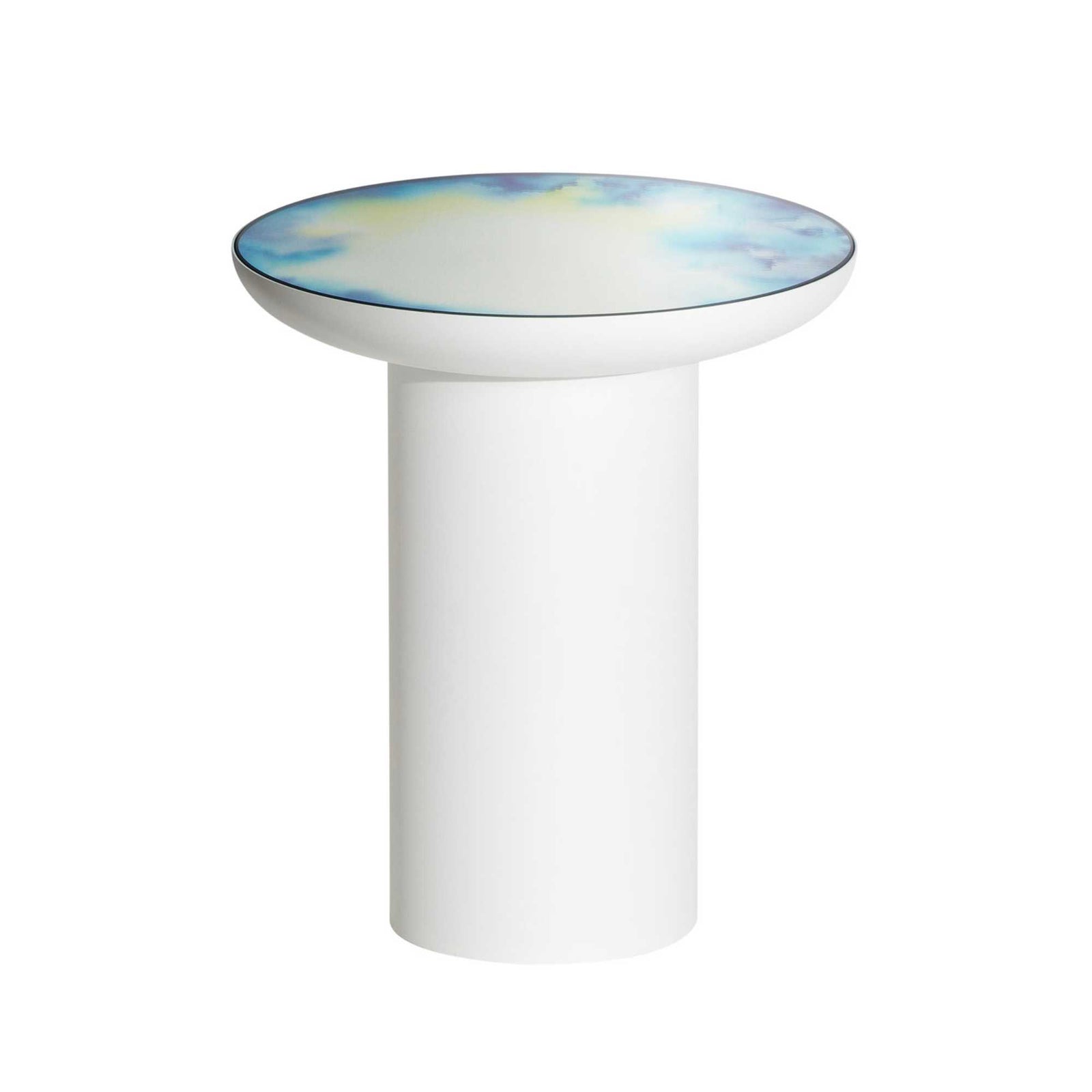Petite Friture Francis mirror side table(Ø40xh45cm), white/blue yellow
