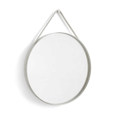 Hay Strap Mirror with Woven Strap, Light Grey (Ø70cm)